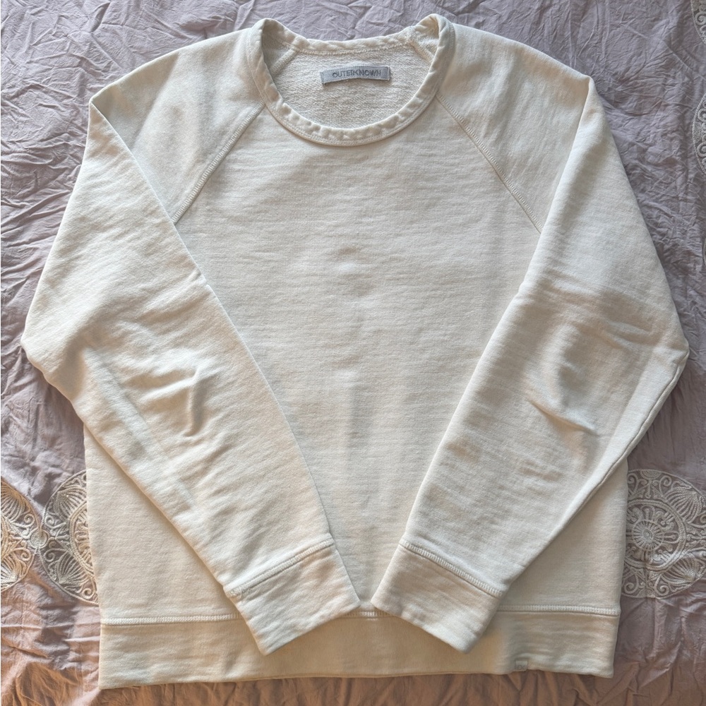 Outerknown Hemp/Organic Cotton White Crewneck Sweater